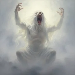 screaming farto, ethereal back light, mist, coherent composition, detailed fantasy painting by noriyoshi ohrai