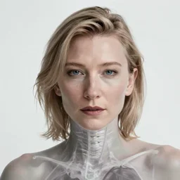 xray photo of cate blanchett, clear shapes, 8k, realistic shading, ultra realistic