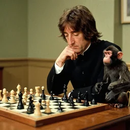 John Lennon plays in chess with a monkey