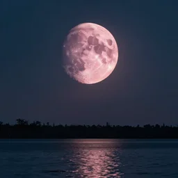 pink moon over water, georgia okeeffe