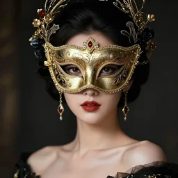 a portrait of a female model with a mask, elegant, fancy dess, ornaments, highly detailed, beautiful, cinematic lighting, 2 d animate style, mesmerizing, 8 k hd, artstation, by hideyuki morioka, ito ogure, vofan, greg rutkowski, victo ngai, artgerm