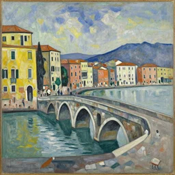 georges braque painting mix of naples, venice, florence in the style of le viaduc a l'estaque