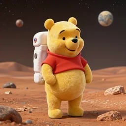 winnie the pooh as an astronaut on mars