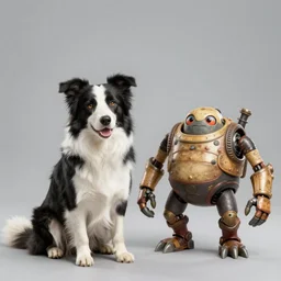 border collie in borderlands 2. border collie is sitting next to claptrap.
