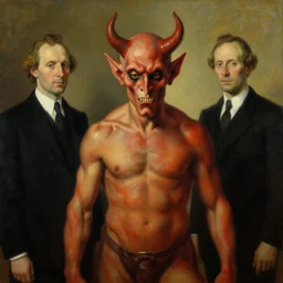 devil in disguise, oil painting by rene magritte and edward hopper