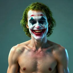 glowwave portrait of joker who laughs, au naturel, hyper detailed, digital art, trending in artstation, cinematic lighting, studio quality, smooth render, unreal engine 5 rendered, octane rendered, art style by francesco mattina and ian sprigger and wlop and krenz cushart.