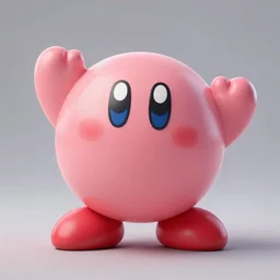 Kirby with a strong body and strong arms, render, unreal, studio lighting, blender, trending on artstation, 8k, highly detailed