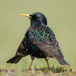a common starling with amazing feathers