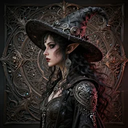 side portrait of ecclectic witch, beautiful, intricate, jaw dropping, dynamic lighting, intricate and detailed, intricate background, 4 k octane render