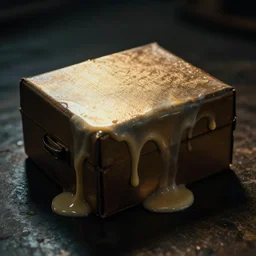 latex box melting dramatic light cinematic