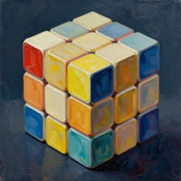 movie poster, full oiled magic cube, oil painting