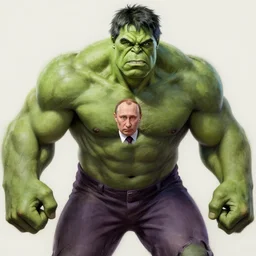 vladimir putin as the hulk, digital painting, extremely detailed, 4 k, intricate, brush strokes, mark arian, artgerm, bastien lecouffe - deharme