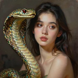 a beautiful painting of a woman portrait, in a style of cobra, artstation
