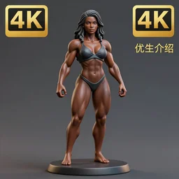 80mm resin detailed miniature of a muscular black wonder woman, beautiful bone structure, symmetrical facial features, Product Introduction Photos, 4K, Full body