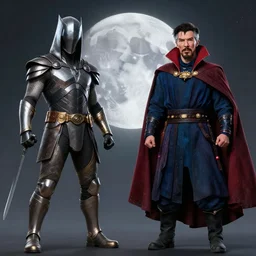 fine concept art of moon knight vs dr. strange, in the tv marvel movie moon knight, photorealistic