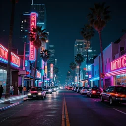 neon streets of los angeles, 4 k, award winning photo, cyberpunk style