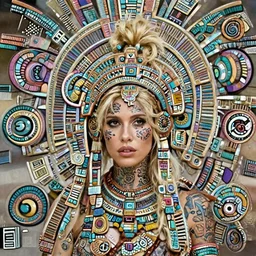 ! dream photorealistic head and shoulders photo of beautiful female ornate fantasy blonde tribal aztec warrior goddess with messy bun facing away from the camera, 3 5 mm, confident, tattoos, neil blevins, james paick, natasha tan maciej kuciara, frank frazetta, arney freytag, ritu kumar, sabyasachi mukherjee, annie leibowitz, magic the gathering, octane render, bokeh, 4 k, fashion pose, cinematic, national geographic photo shoot, 2 8 mm