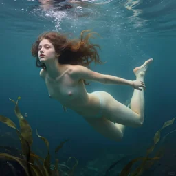 hyper realist matte digital painting of a young beautiful woman, beautiful face, underwater photography, full body, head to toe, jugendstill, floating in water, weightless, bubbles rising, seaweed, headspace, fairytale, fantasy art, photo realistic, dynamic lighting, artstation, volumetric lighting, by mucha, by charlie bowater, by karol bak, by alma tadema