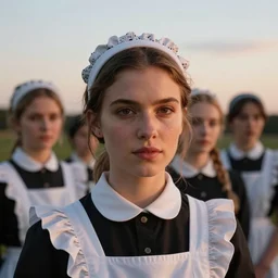 plate photography portrait of a stunningly beautiful english female maidens face, at sunset, sharp focus, hasselblad, nikon, cinematic shot, by annie leibovitz, steve mccurry, david lazar, jimmy nelsson