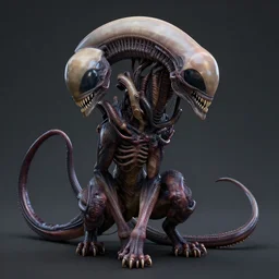 unreal engine, photorealistic xenomorph cat inspired by Giger