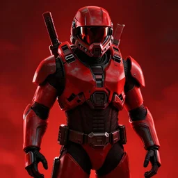 master chief, in the style of beksinski, red, black, glowing, vibrant, chiaroscuro, high detail, perfect artwork, clean lines