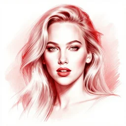 dream jennifer lawrence portrait sketch artstation in red and white