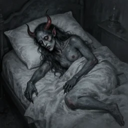 A sleep paralysis demon in the style of alex grey