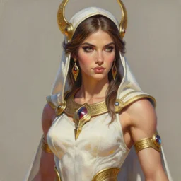 potrait of a beatiful female high priestess, in gouache detailed painting, arcane, overwatch, d & d, intricate, muscular, highly detailed, digital painting, artstation, concept art, smooth, sharp focus, illustration, 8 k