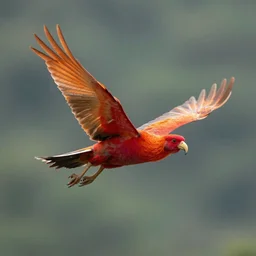 Flying scarlet phoenix, photograph