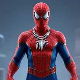 spider man as superman dreamlike with jewelry, character art, hyperdetailed, 8 k realistic, frostbite 3 engine, cryengine, dof, trending on artstation, digital art