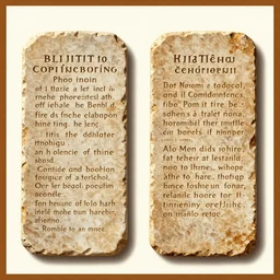 the two ancient tablets of the ten commandments on a propaganda poster