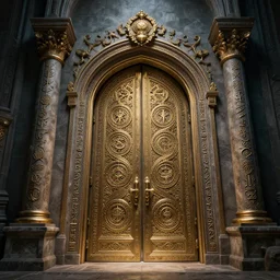 the gate to the eternal kingdom of magic runes, fantasy, digital art, hd, detailed.
