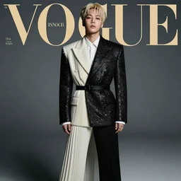 jimin styled by nick knight posing, couture, vogue magazine, highly realistic. high resolution. highly detailed. dramatic. 8 k. 4 k.