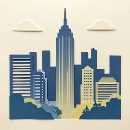 paper cutout art sample of a city