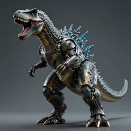 mecha hydra - mecha tyrannosaurus rex - hybrid, animal photography, in the art style of godzilla