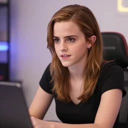 Clickbait Youtube thumbnail of Emma Watson as a gaming youtuber