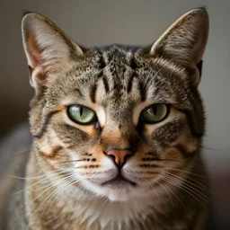 photographic portrait wrinkly sad max ersnt cat head, editorial