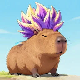 ( ( ( ( ( ( ( capybara ) ) ) ) ) ) ) with super saiyan!!!!!!! hair