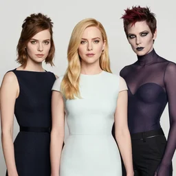 kat dennings christina hendricks jennifer tilly, in a dress, by wlop and ilya kuvshinov and artgerm