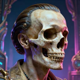 a photo of a man with an open skull. cult dystopian neon environment, intricate, elegant, highly detailed, rule of thirds, digital sculpture, artstation, 8 k rendering, ray tracing, by salvador dali and david cronenberg