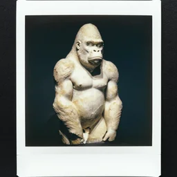 Polaroid photo of fragmented greek sculpture of a Gorilla