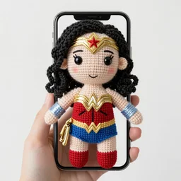 plushie of gal gadot wonder woman made of plushie a knitted plushie smartphone photo