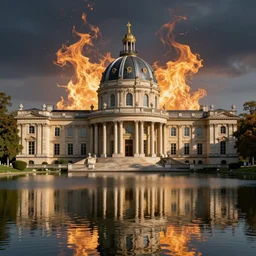 Neoclassical building with dome in the middle lake. By William-Adolphe Bouguerea, Jordan grimmer, fractal flame. Highly_detailded