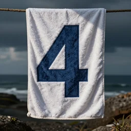 a towel, the number!!! 4 1!!!, forty one