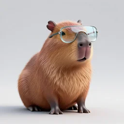 3d render of a stylized capybara wearing glassed, featured in artstation, zbrush, marmoset toolbag