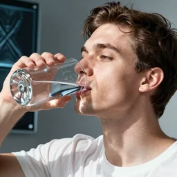 man drink water, x - ray