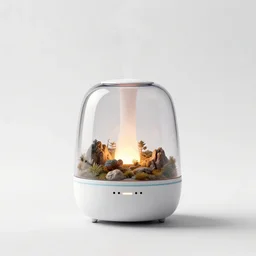 miniature humidifier, stylized 3d render, isolated on a pure white background, centered, entire object in frame, sharp focus, soft studio lighting