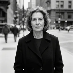 analog fine art street photography of sally feldman a middle age woman by vivien maier, chicago. 1 9 5 8. american street photography style. candid. flimic. rolleiflex 3. 5 f. asymmetrical balance. in - frame