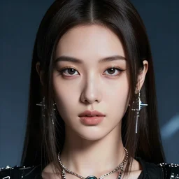 closeup portrait of a sophisticated, fashionable cyberpunk young chinese woman, rich queen, ruler of the world, medium length straight hair, high tech jewelry, an ultrafine hyperdetailed illustration by irakli nadar, matt wisniewski style, intricate linework, porcelain skin, unreal engine 5 highly rendered, global illumination, radiant light, detailed and intricate environment