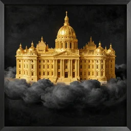 a golden palace on dark cloud in the style of leonardo da vinci - n 9